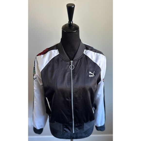 PUMA Women's Blk & White Embroidered Premium Archive T7 Tracksuit Jacket Size M - Picture 3 of 9